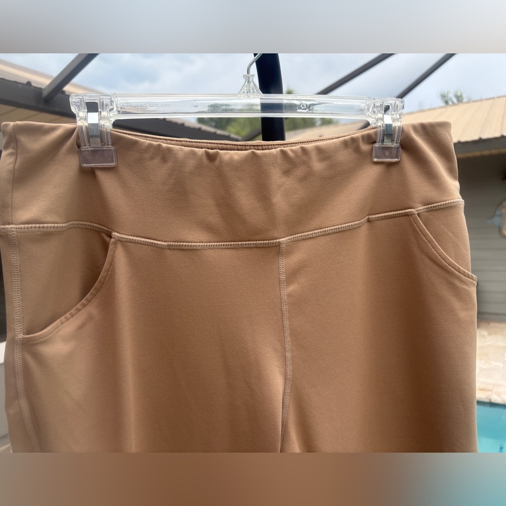 NWOT, Tan High-Waisted, Flared leg Leggings XXL